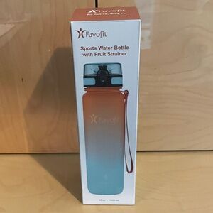 NEW Unopened Box! 32oz Water Bottle with Strap, Time Marker, & Fruit Strainer